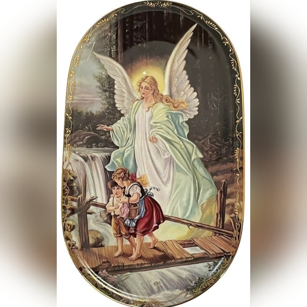 Vintage Behuteter Heimbueg Bradford Exchange German Guardian Angel Plate